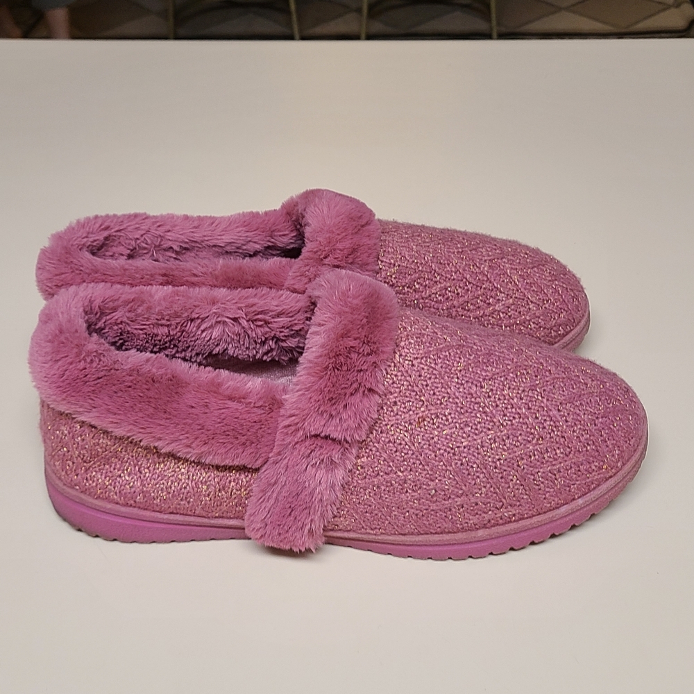 SKECHERS Sparkle Cozy Lite faux fur slippers size 12 - Picture 6 of 10